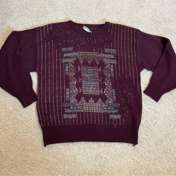5/$25 Vintage Mens Victory Sweater Sweatshirt Cabin Cottage Fever M L ? Burgundy - Picture 1 of 11